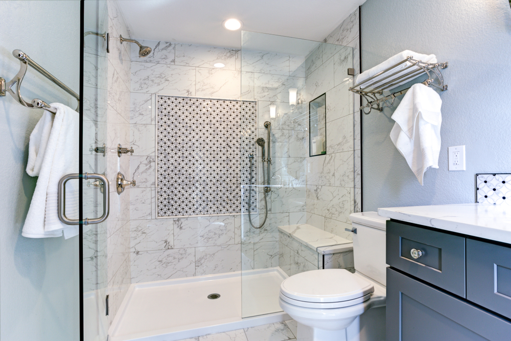 completed shower remodel by plumbing company