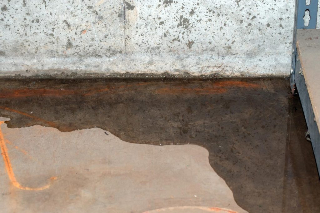 Water leak in concrete slab floor